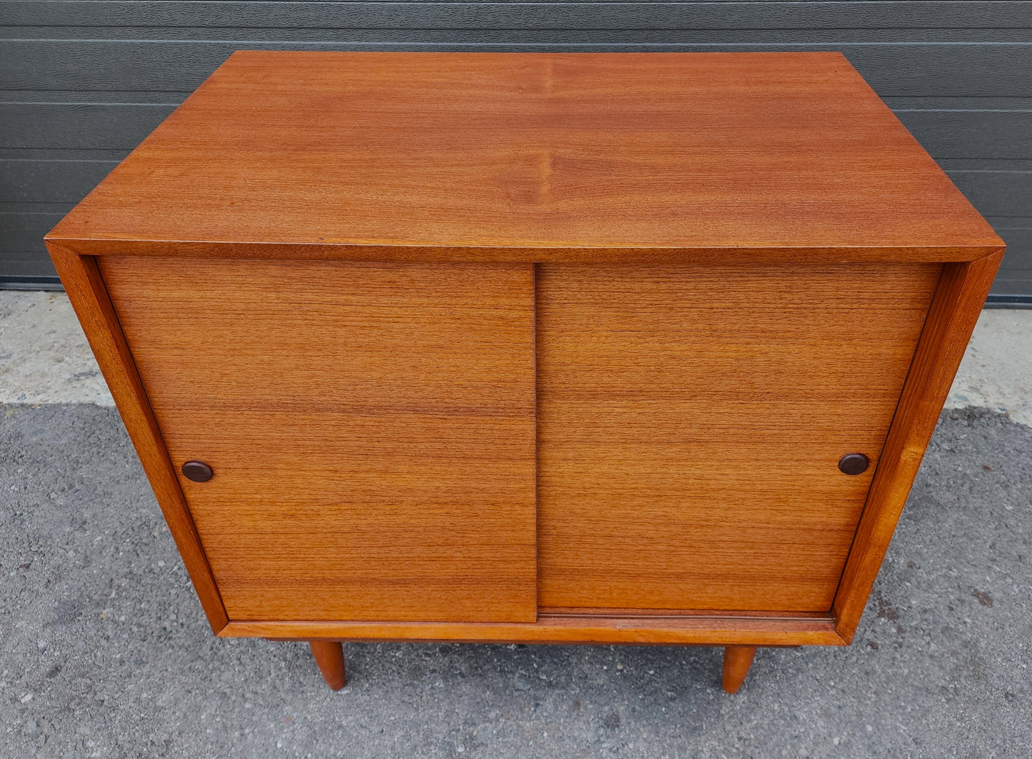 REFINISHED Mid Century Modern Teak Record Cabinet