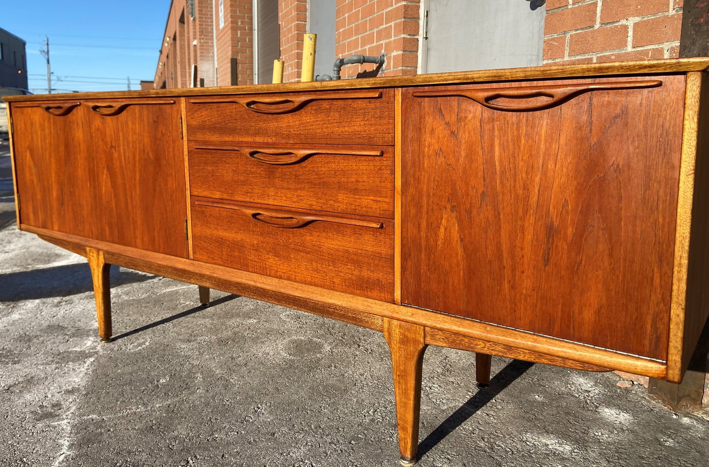 REFINISHED Mid Century Modern Sideboard by T.Robertson for McIntosh 78", Perfect