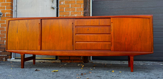 REFINISHED Danish Mid Century Modern Teak Sideboard 7 ft