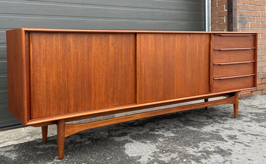 REFINISHED Danish Mid Century Modern Teak Sideboard 82"