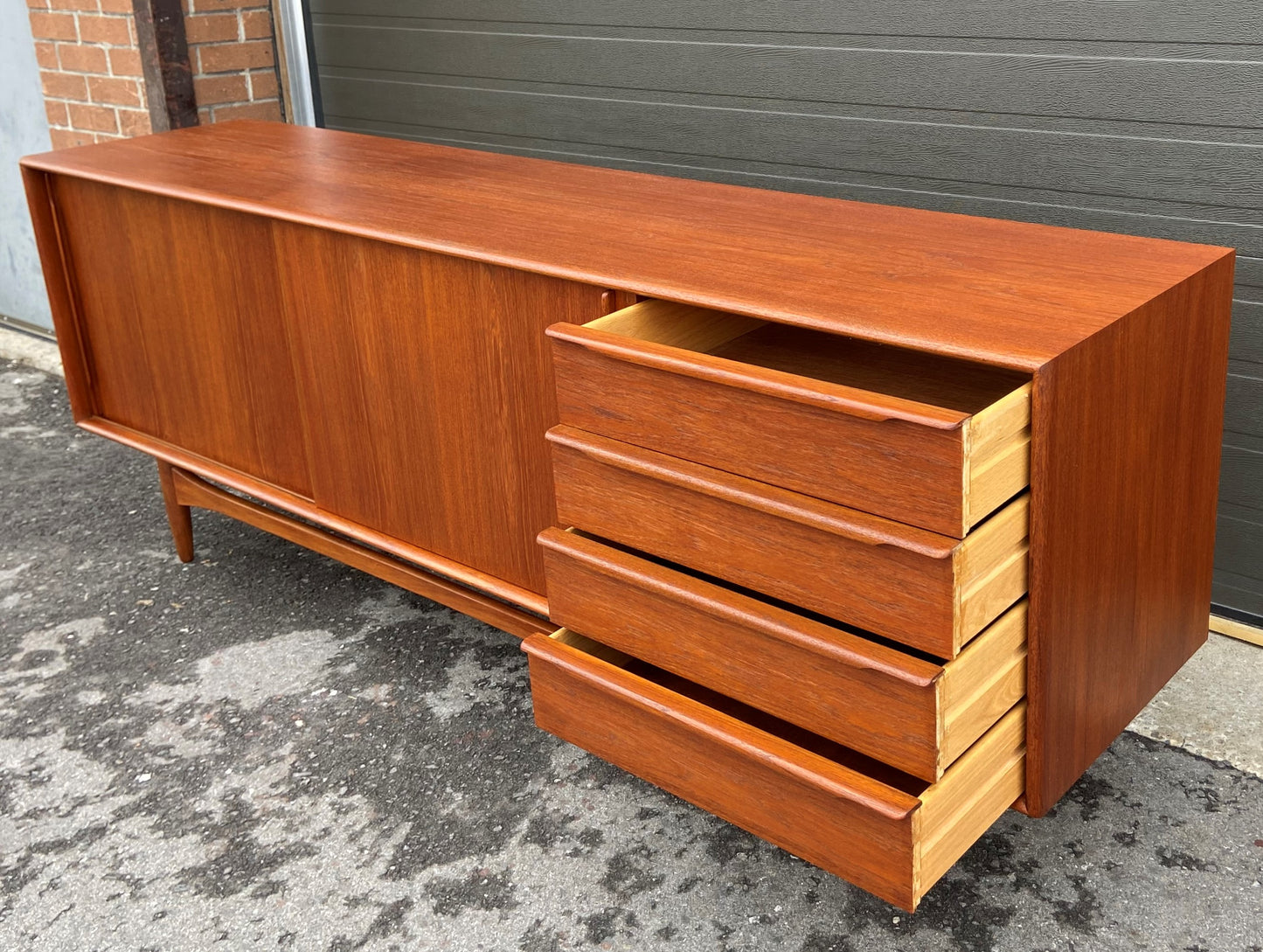 REFINISHED Danish Mid Century Modern Teak Sideboard 82"