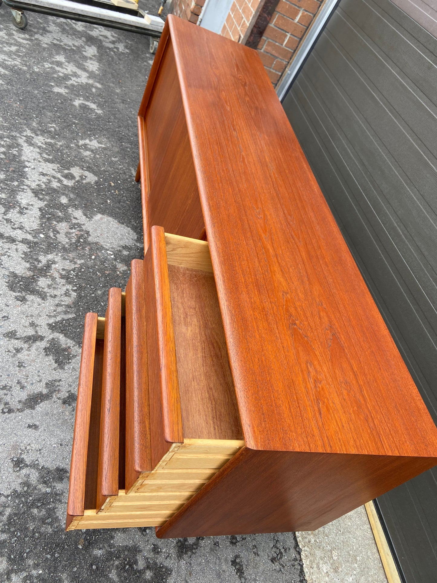 REFINISHED Danish Mid Century Modern Teak Sideboard 82"