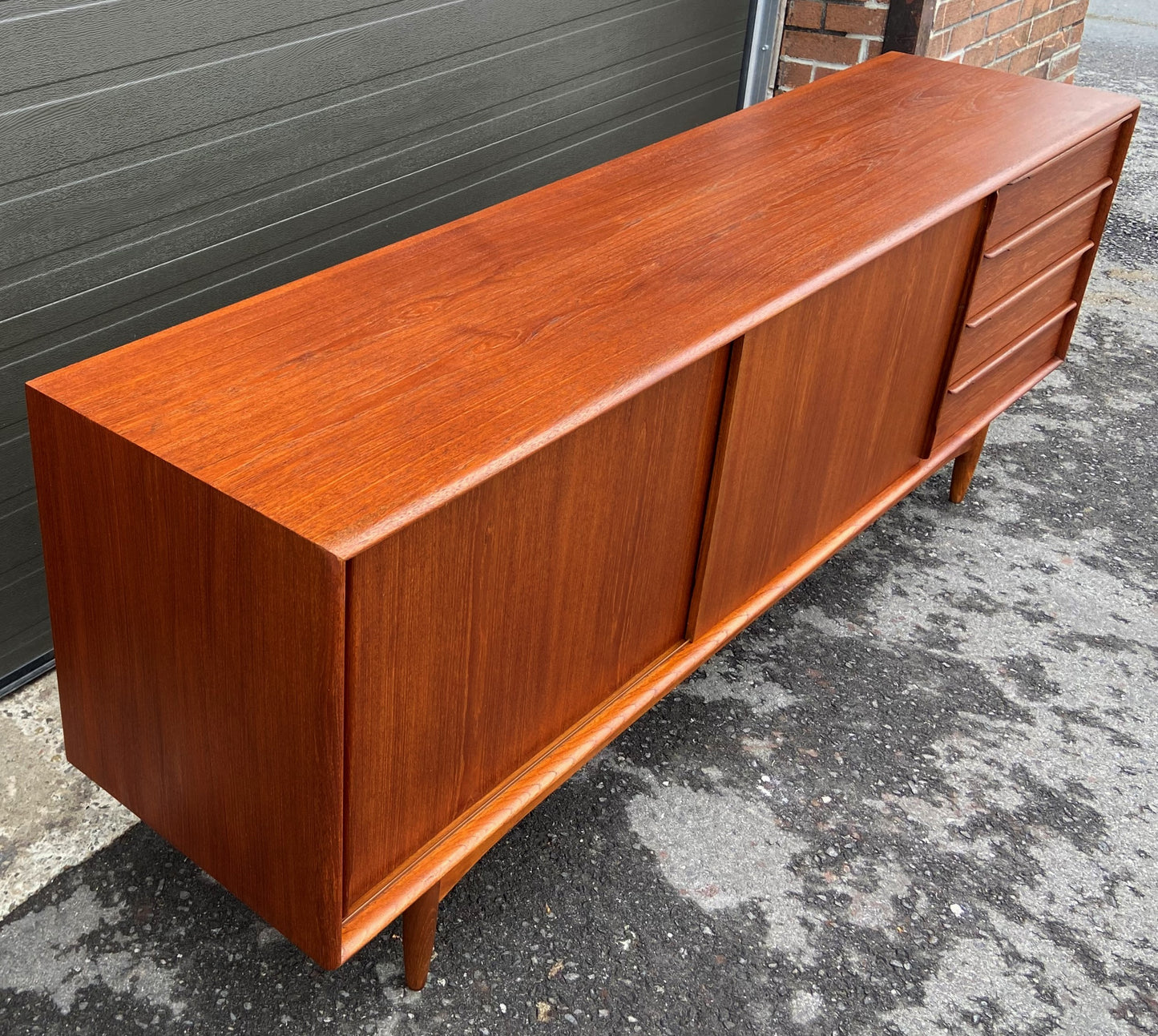 REFINISHED Danish Mid Century Modern Teak Sideboard 82"