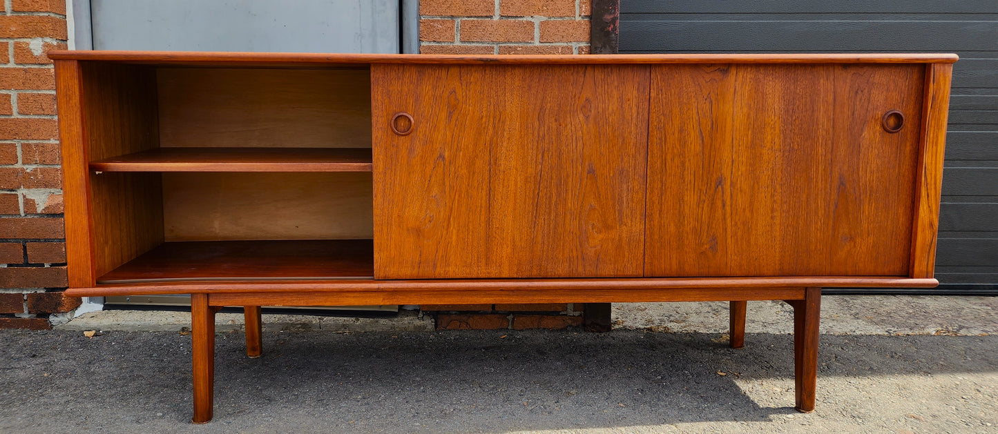 REFINISHED Mid Century Modern Teak Sideboard Credenza 6 ft