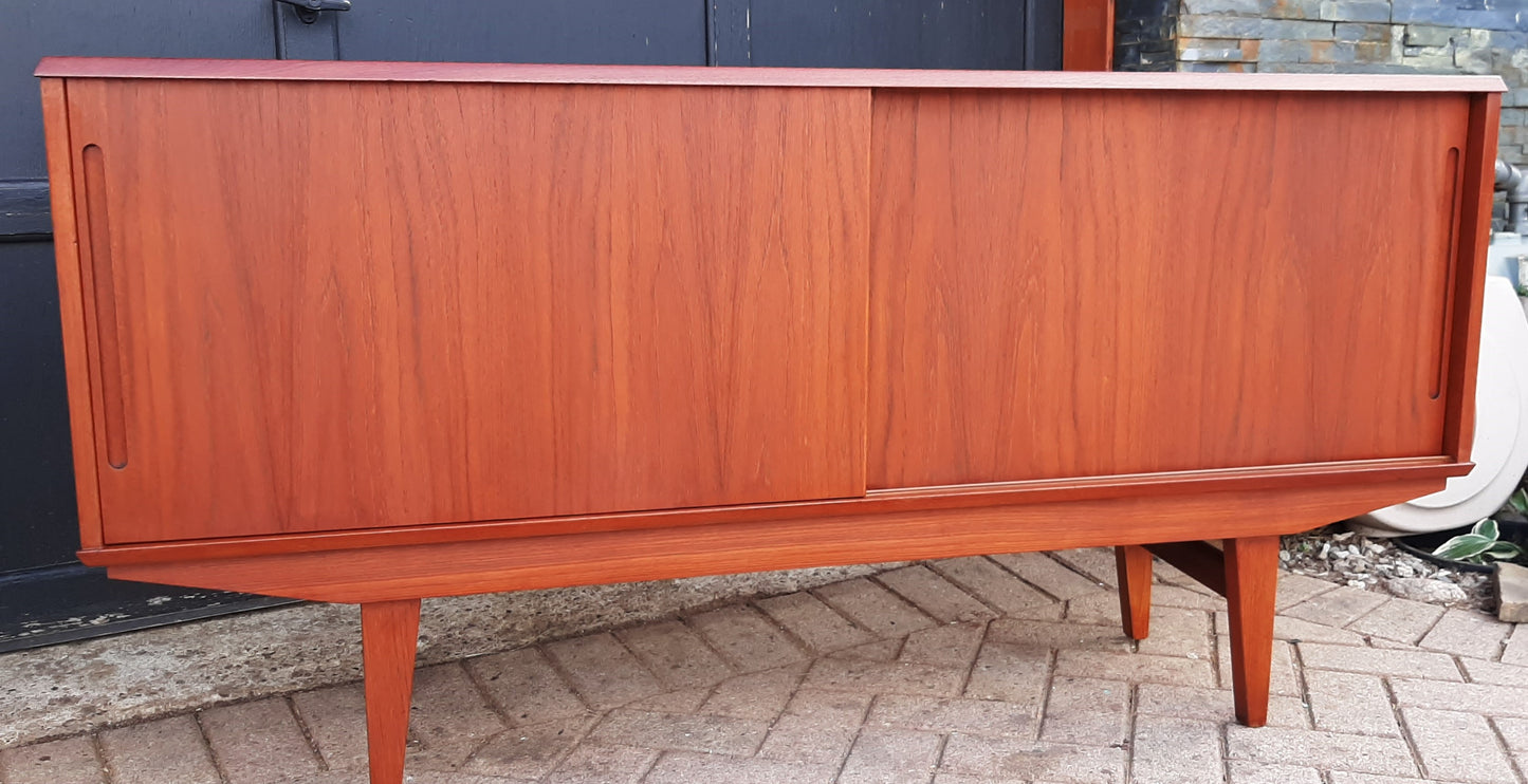 REFINISHED Mid Century Modern Teak Sideboard 59.5" narrow, PERFECT