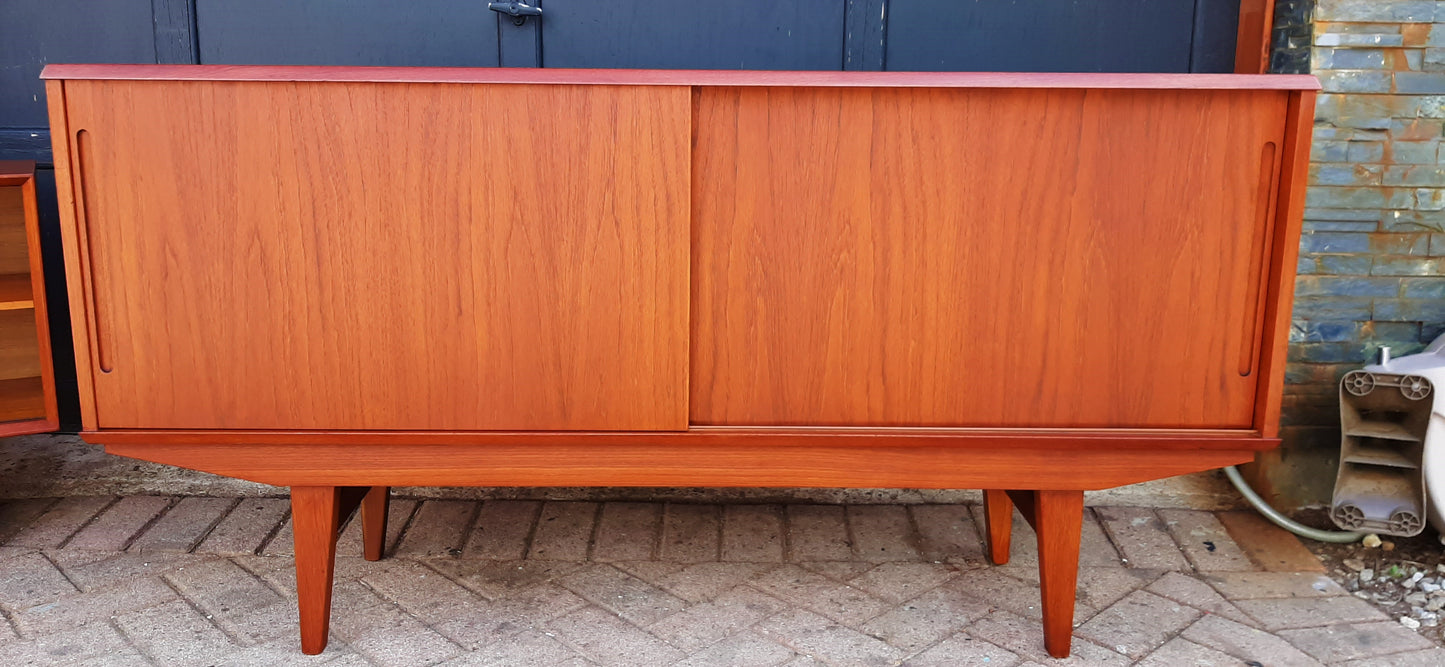 REFINISHED Mid Century Modern Teak Sideboard 59.5" narrow, PERFECT