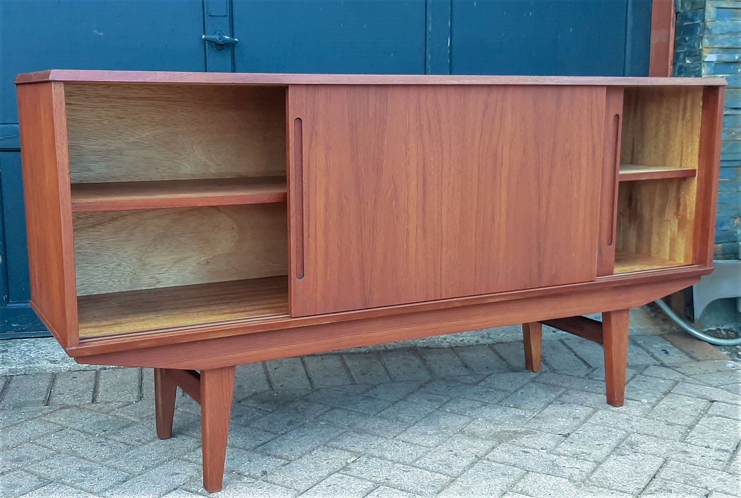 REFINISHED Mid Century Modern Teak Sideboard 59.5" narrow, PERFECT