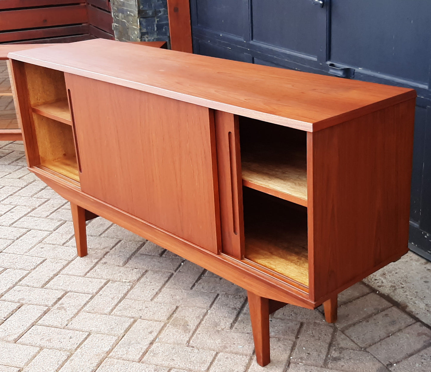 REFINISHED Mid Century Modern Teak Sideboard 59.5" narrow, PERFECT