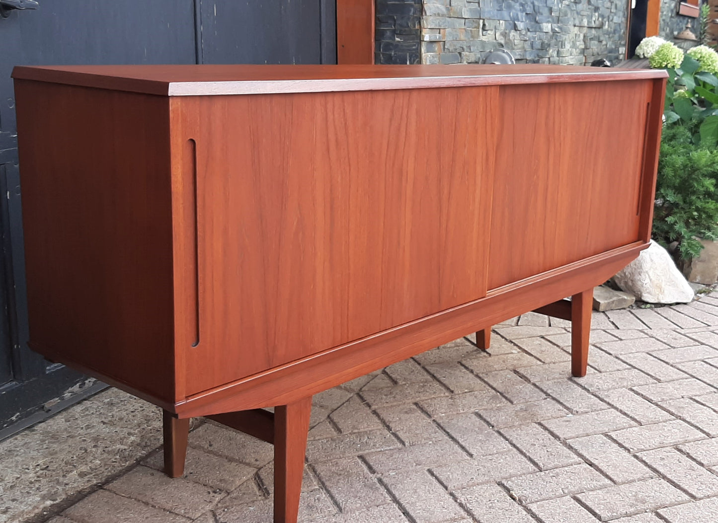 REFINISHED Mid Century Modern Teak Sideboard 59.5" narrow, PERFECT