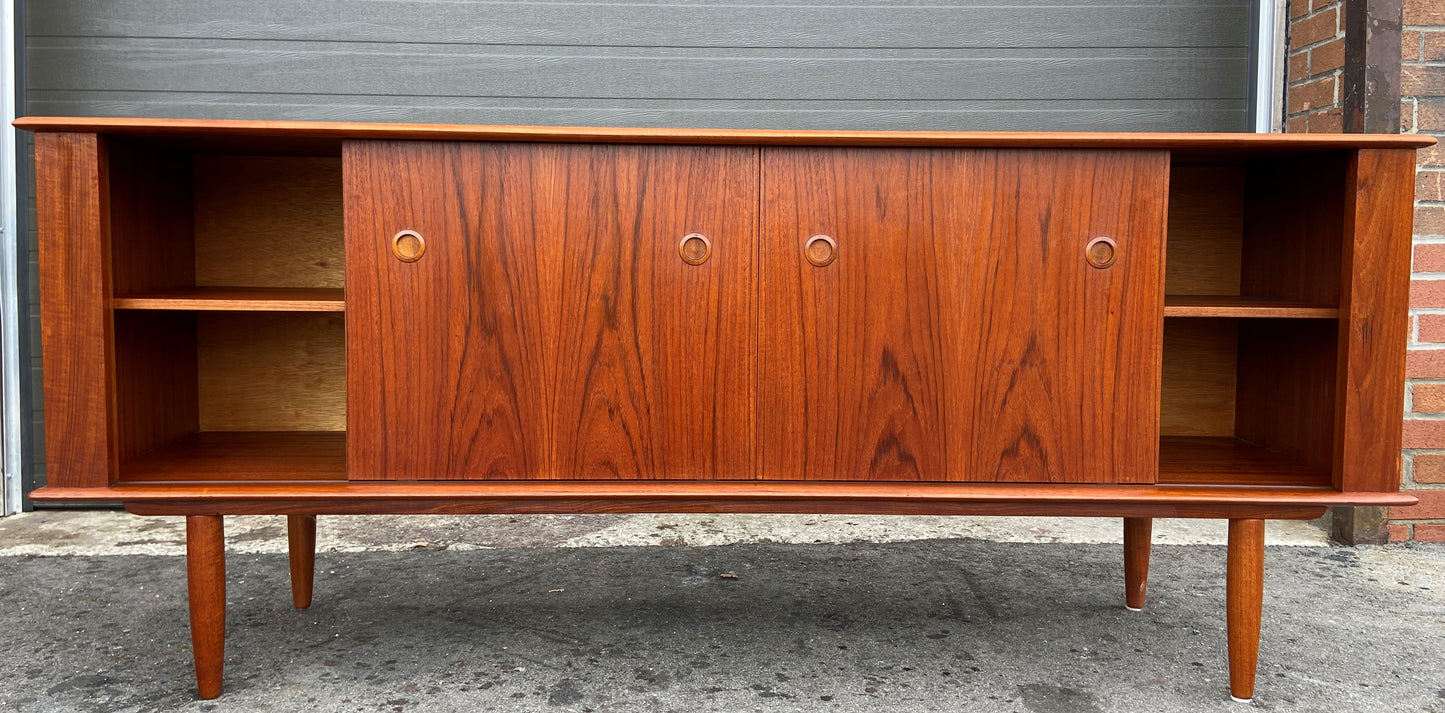 REFINISHED Mid Century Modern Teak Sideboard Buffet by Punch 72"