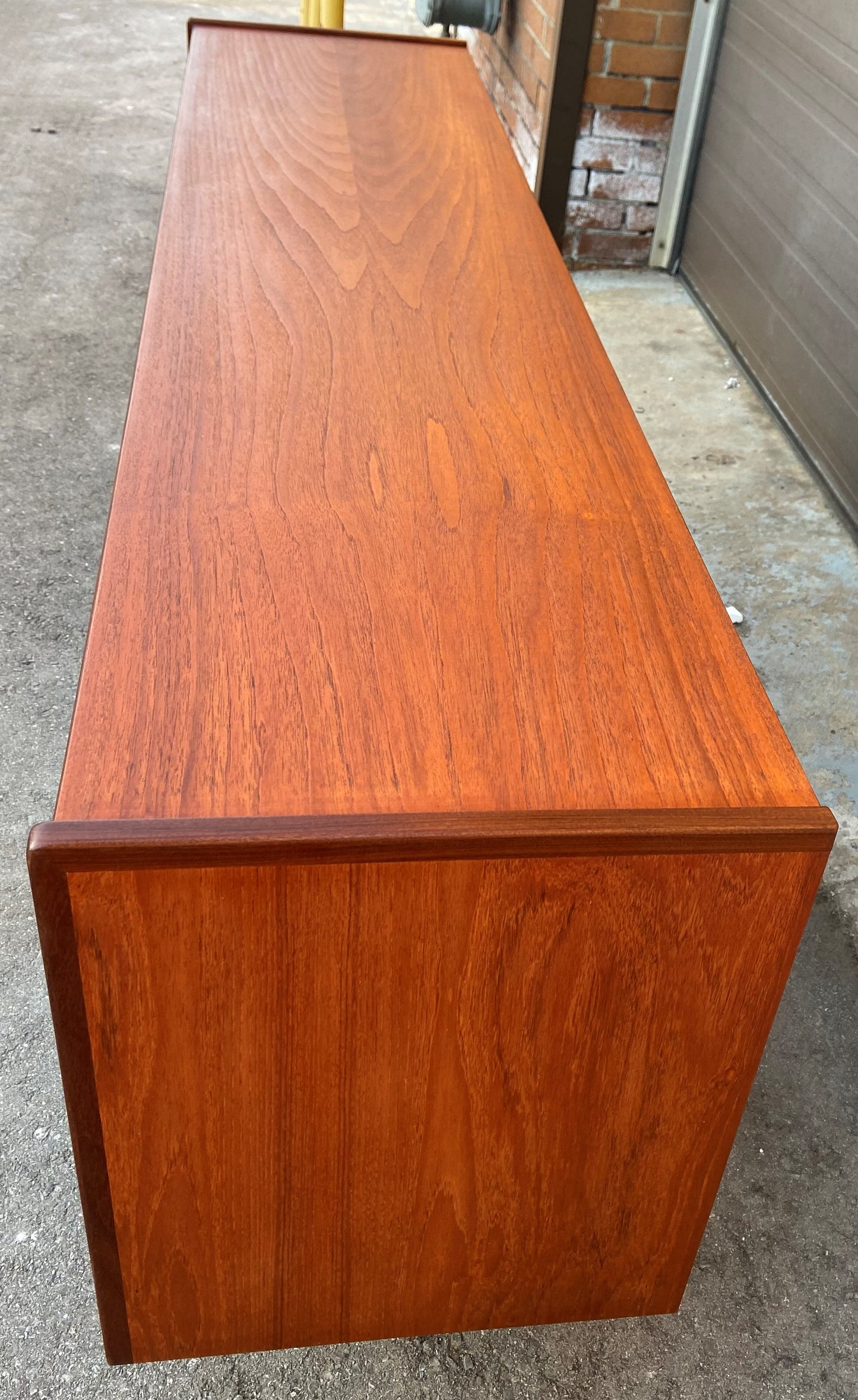 REFINISHED Danish Mid Century Modern Teak Sideboard Narrow, 71" perfect
