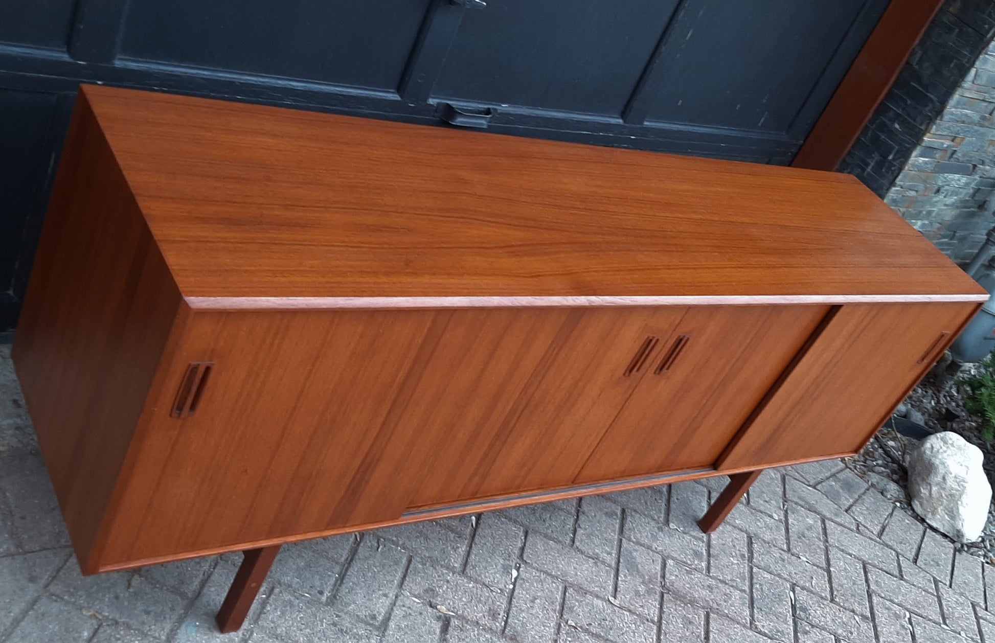 REFINISHED MCM Teak Sideboard Credenza w 4 sliding doors 6 ft, perfect - Mid Century Modern Toronto