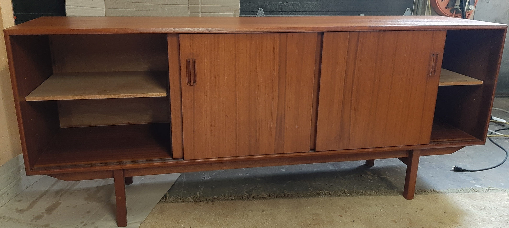 REFINISHED MCM Teak Sideboard Credenza w 4 sliding doors 6 ft, perfect - Mid Century Modern Toronto