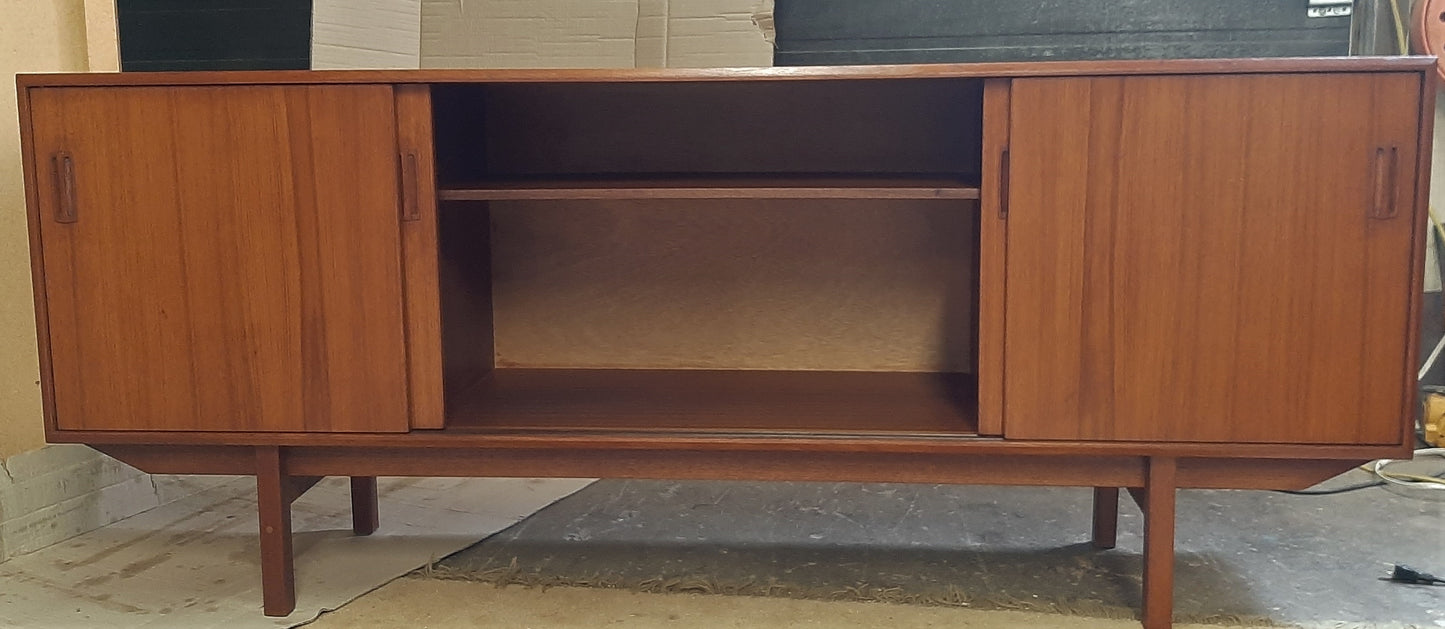 REFINISHED MCM Teak Sideboard Credenza w 4 sliding doors 6 ft, perfect - Mid Century Modern Toronto