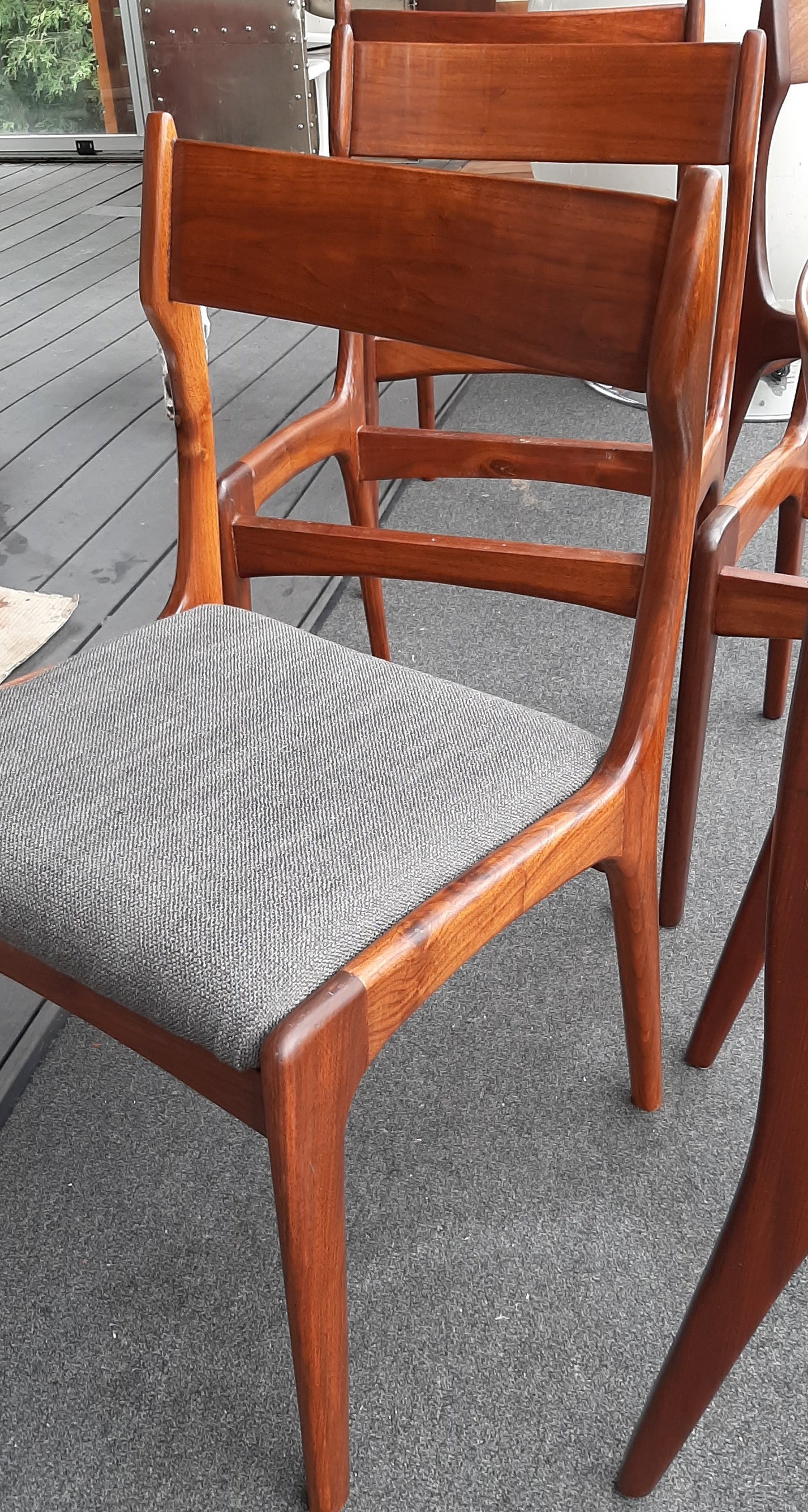 6 MCM Teak Chairs REFINISHED, ready for new upholstery, each $295