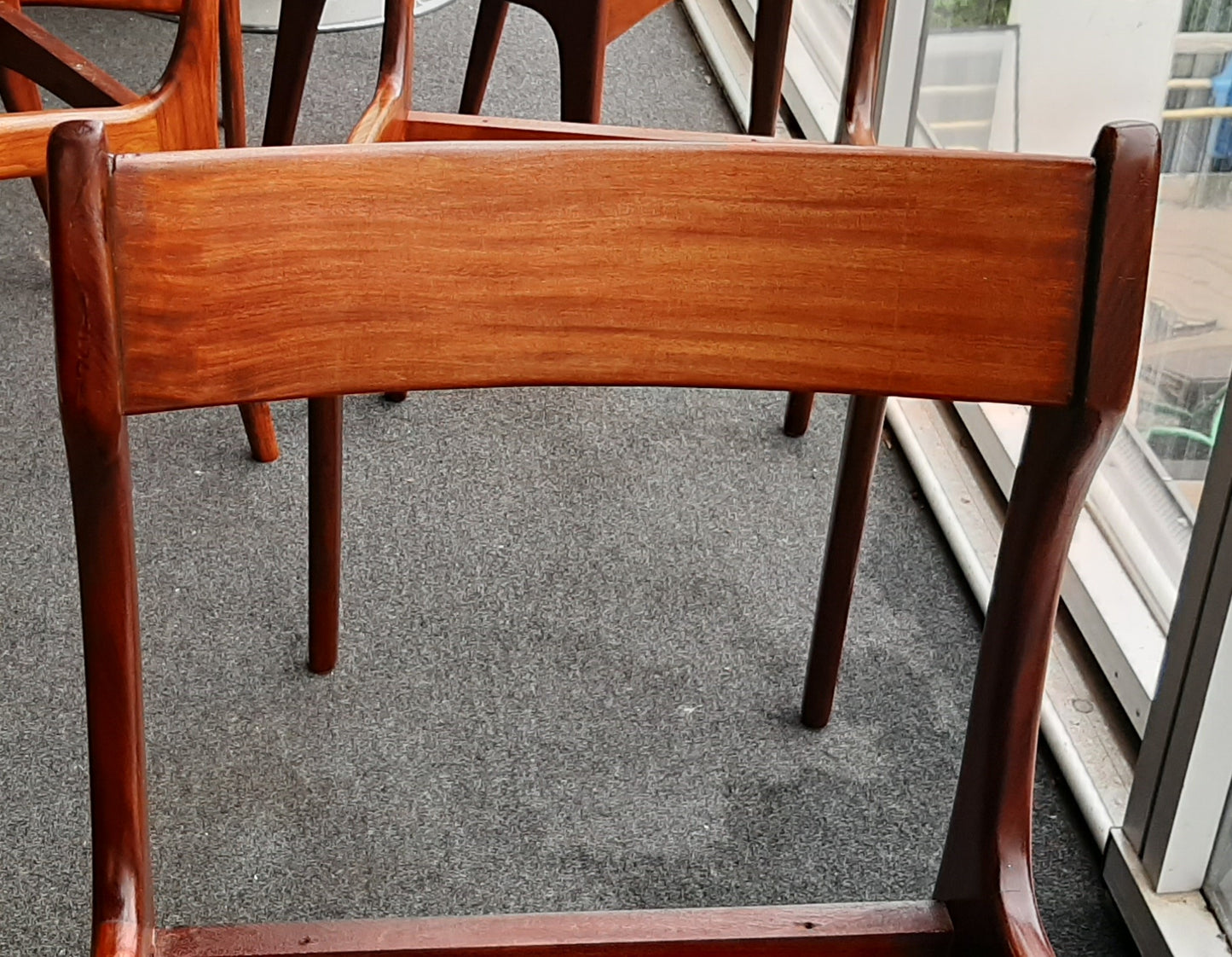 6 MCM Teak Chairs REFINISHED, ready for new upholstery, each $295