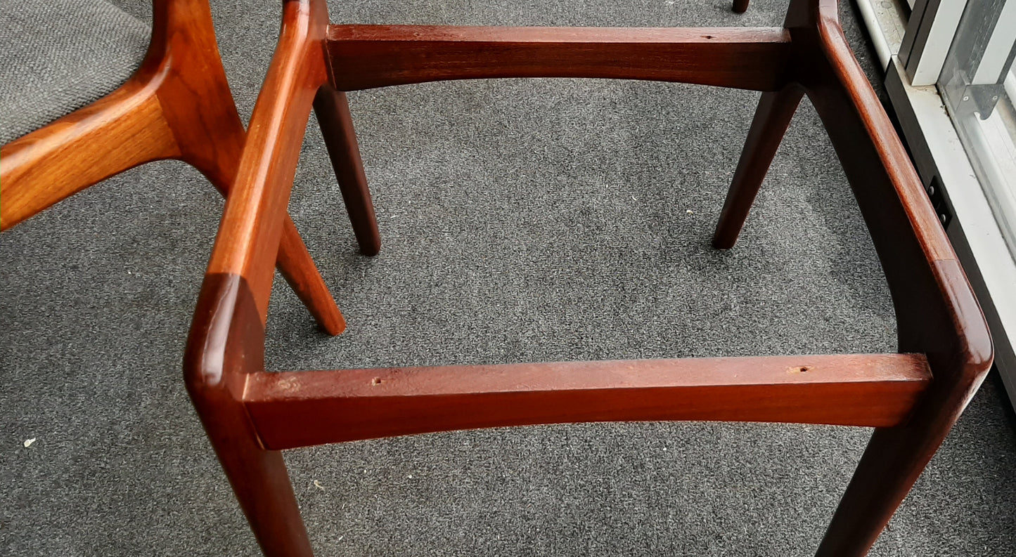 6 MCM Teak Chairs REFINISHED, ready for new upholstery, each $295