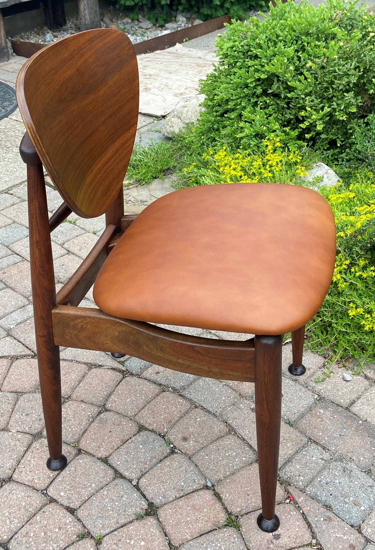 REFINISHED REUPHOLSTERED Finn Juhl for J.Stuart MCM Shield Back Chair in Leather
