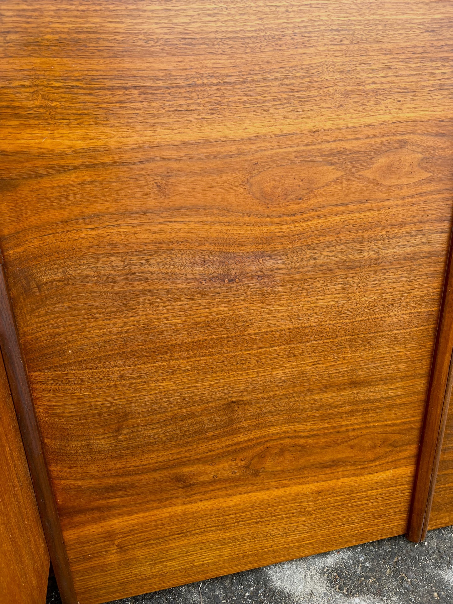 REFINISHED Mid Century Modern Walnut & Cane Bed King, 2 Dressers, 2 Nightstands