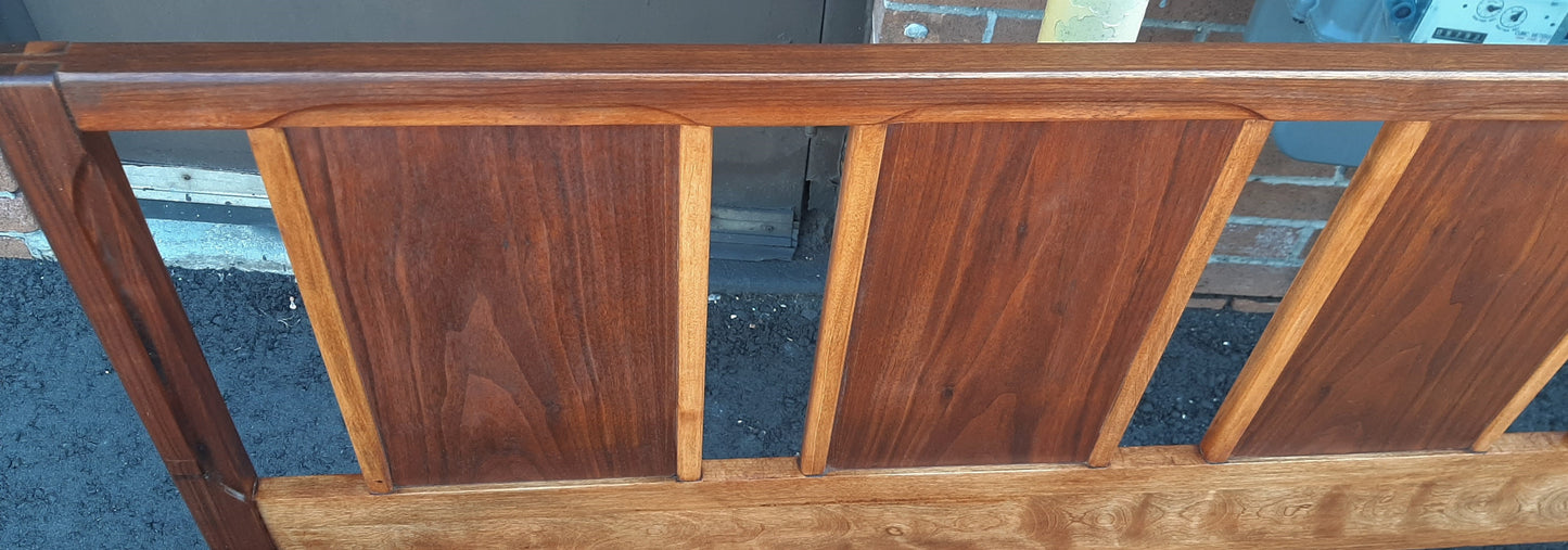 ON HOLD***REFINISHED MCM walnut dresser 9 drawers, tallboy, 2 nigh stands, headboard for queen bed & frame - PERFECT - Mid Century Modern Toronto