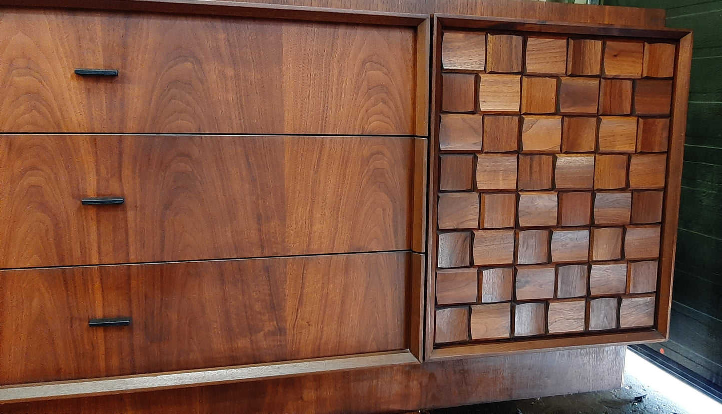 REFINISHED MCM Walnut Brutalist Bedroom SET in Paul Evans style, PERFECT