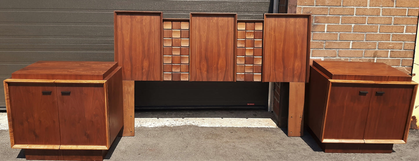 REFINISHED MCM Walnut Brutalist Bedroom SET in Paul Evans style, PERFECT