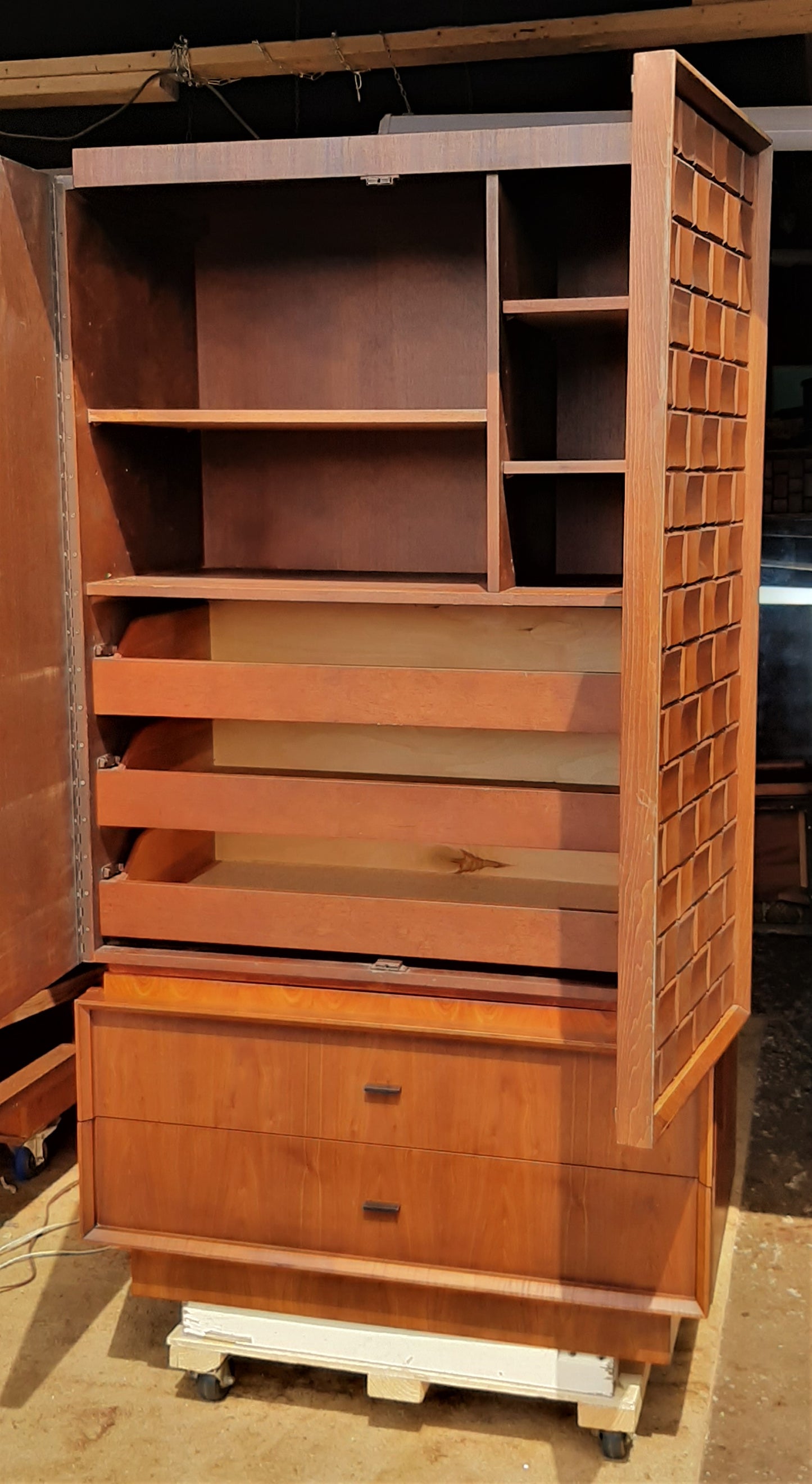 REFINISHED MCM Walnut Brutalist Bedroom SET in Paul Evans style, PERFECT