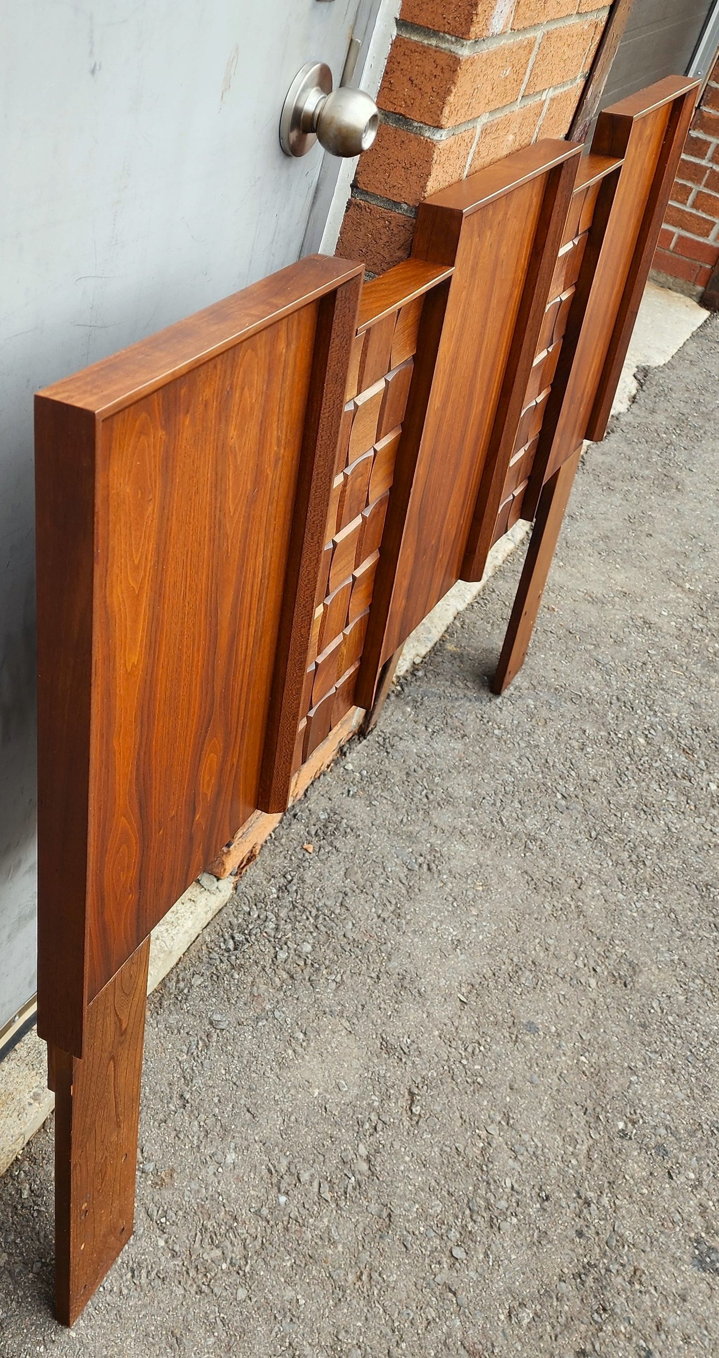 REFINISHED Mid Century Modern Walnut Brutalist Headboard for Queen bed (optional frame)