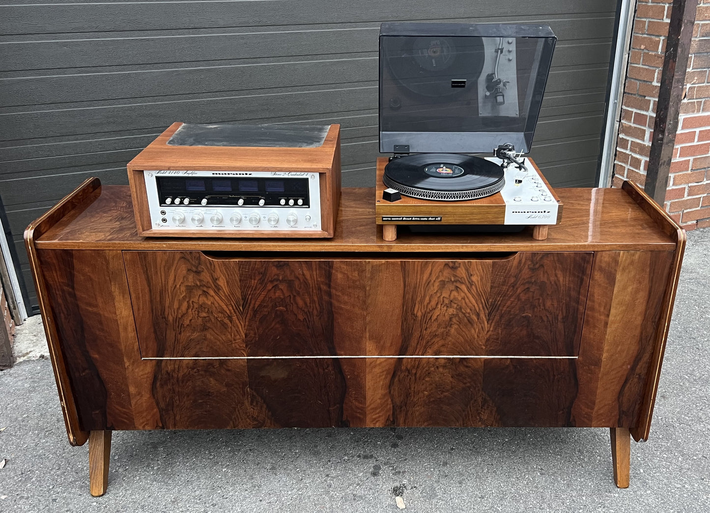 Mid Century Modern Walnut Linen Chest w Finished Back/Records Storage/ Media Unit/ Divider