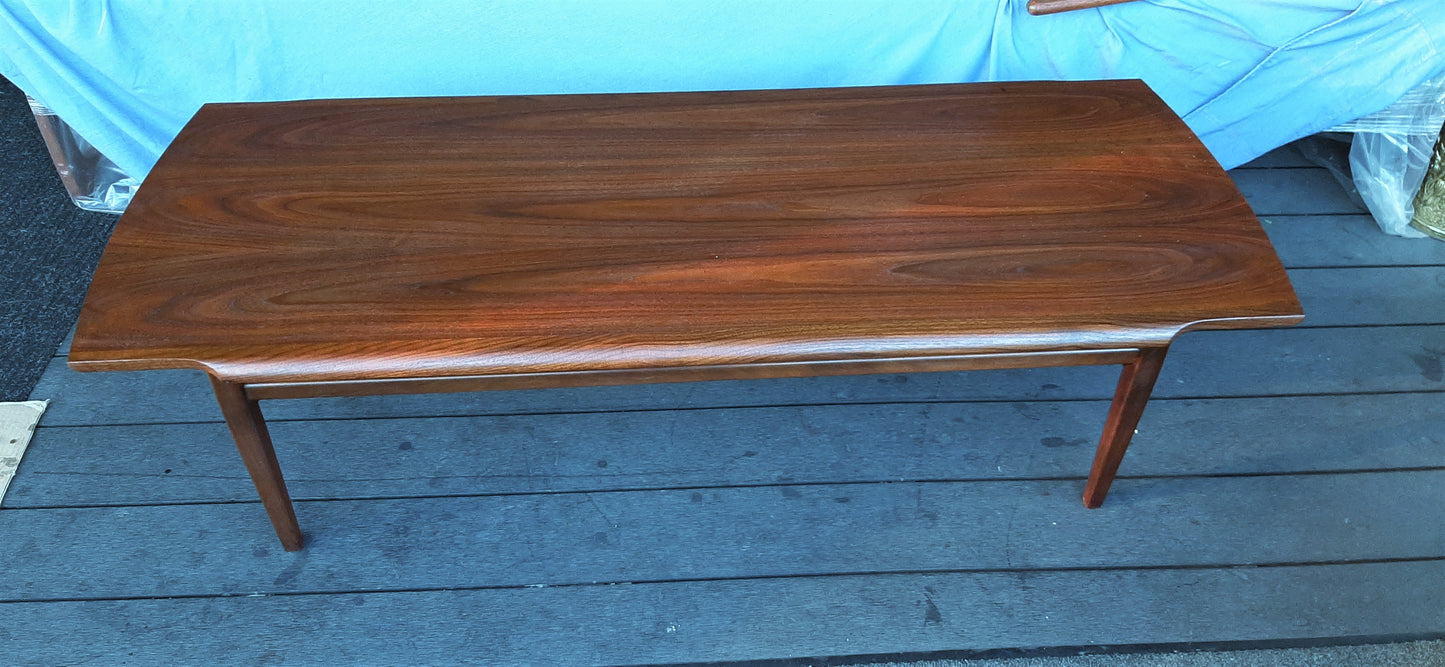 REFINISHED Mid Century Modern walnut coffee table