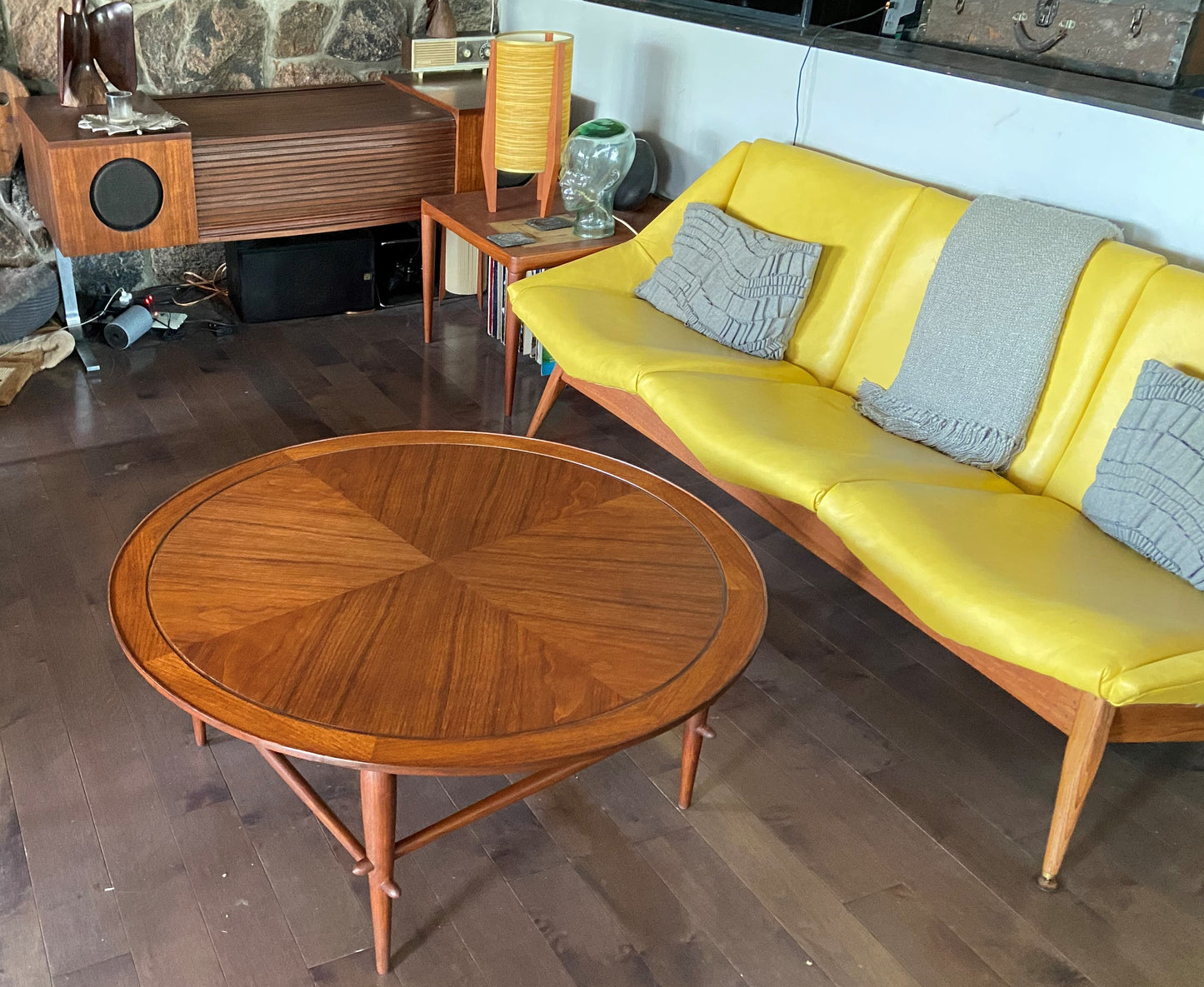 REFINISHED MCM Copenhagen Walnut Round Coffee Table by Lane D38"