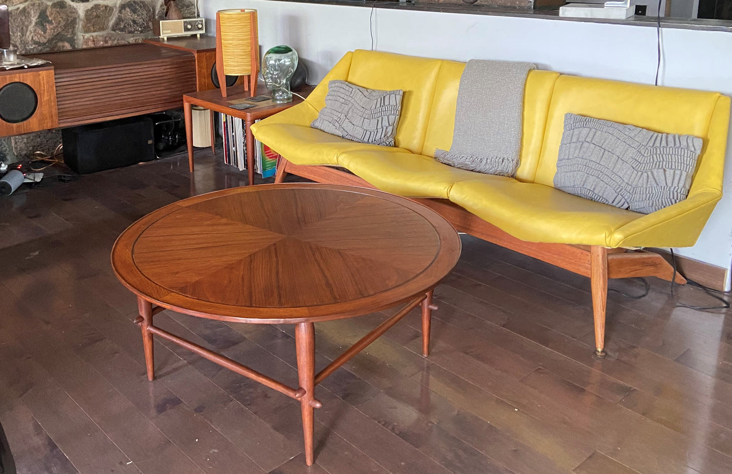 REFINISHED MCM Copenhagen Walnut Round Coffee Table by Lane D38"