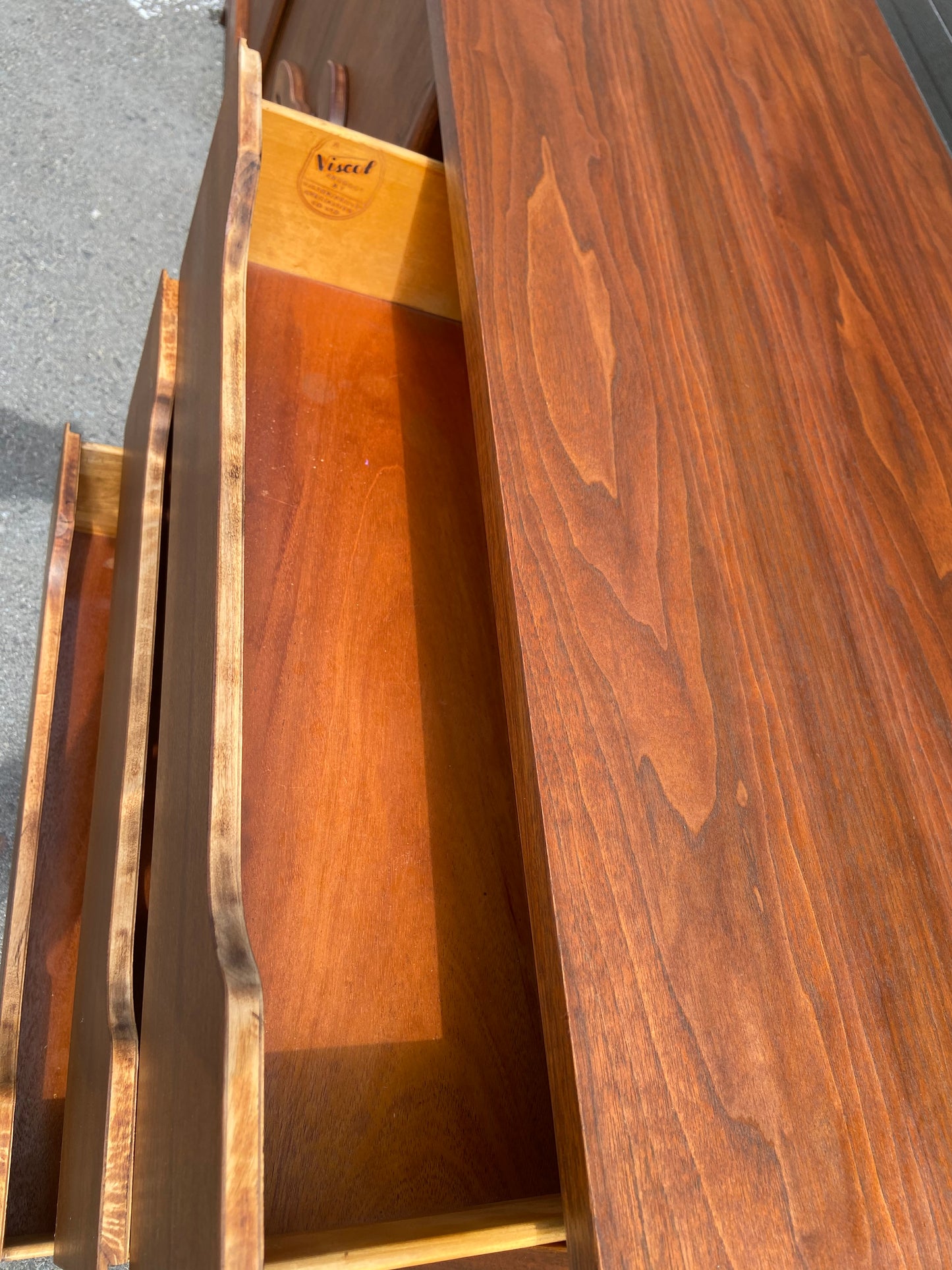 REFINISHED MCM Walnut Credenza or Dresser with sliding doors, PERFECT
