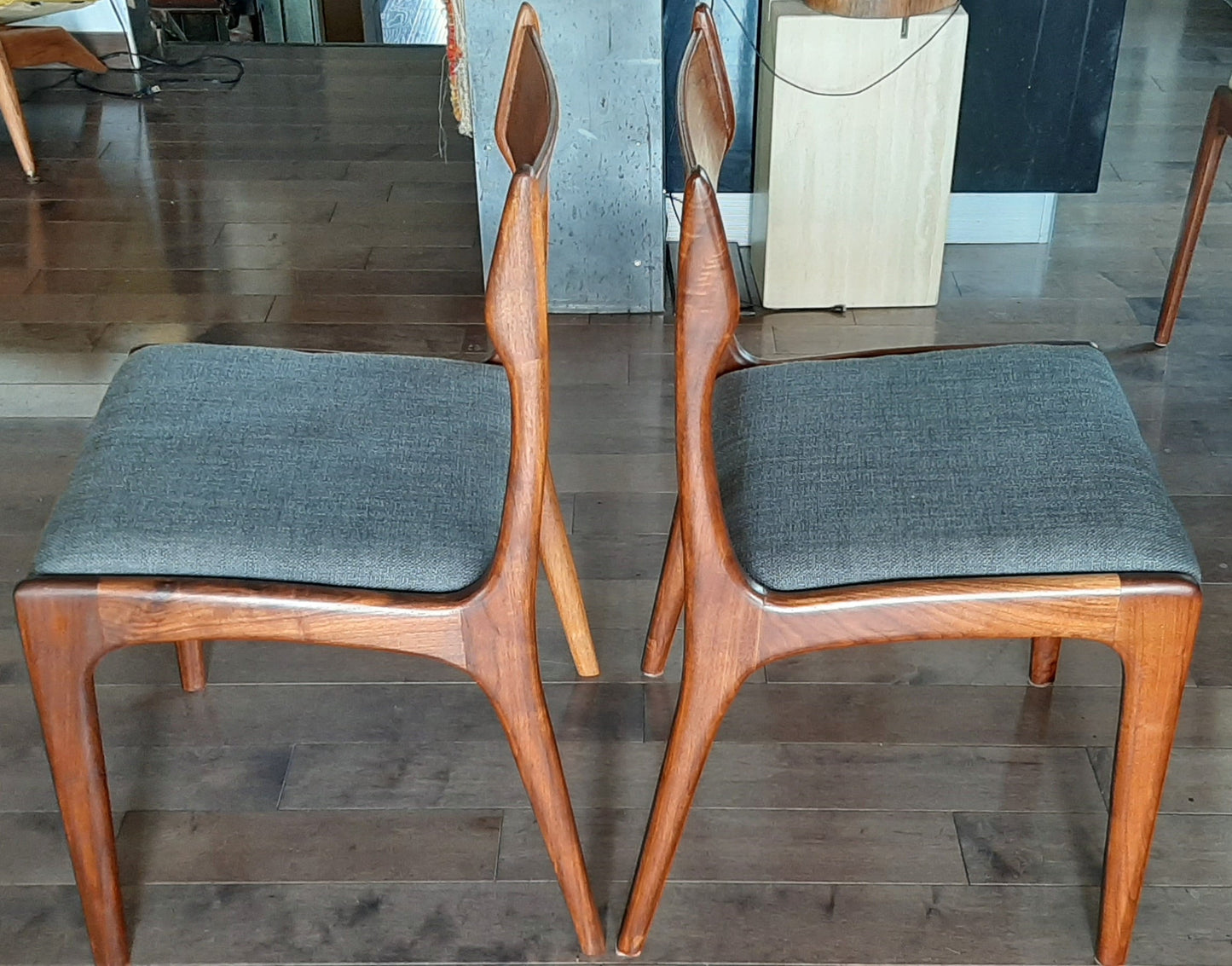 6 MCM Teak Chairs REFINISHED, ready for new upholstery, each $295