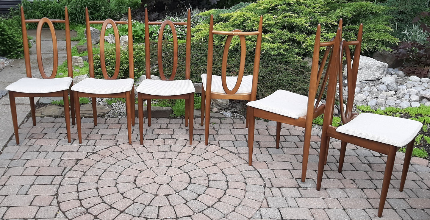 Set of 6 MCM Walnut Chairs by Honderich, RESTORED, REUPHOLSTERED (for Milosz)