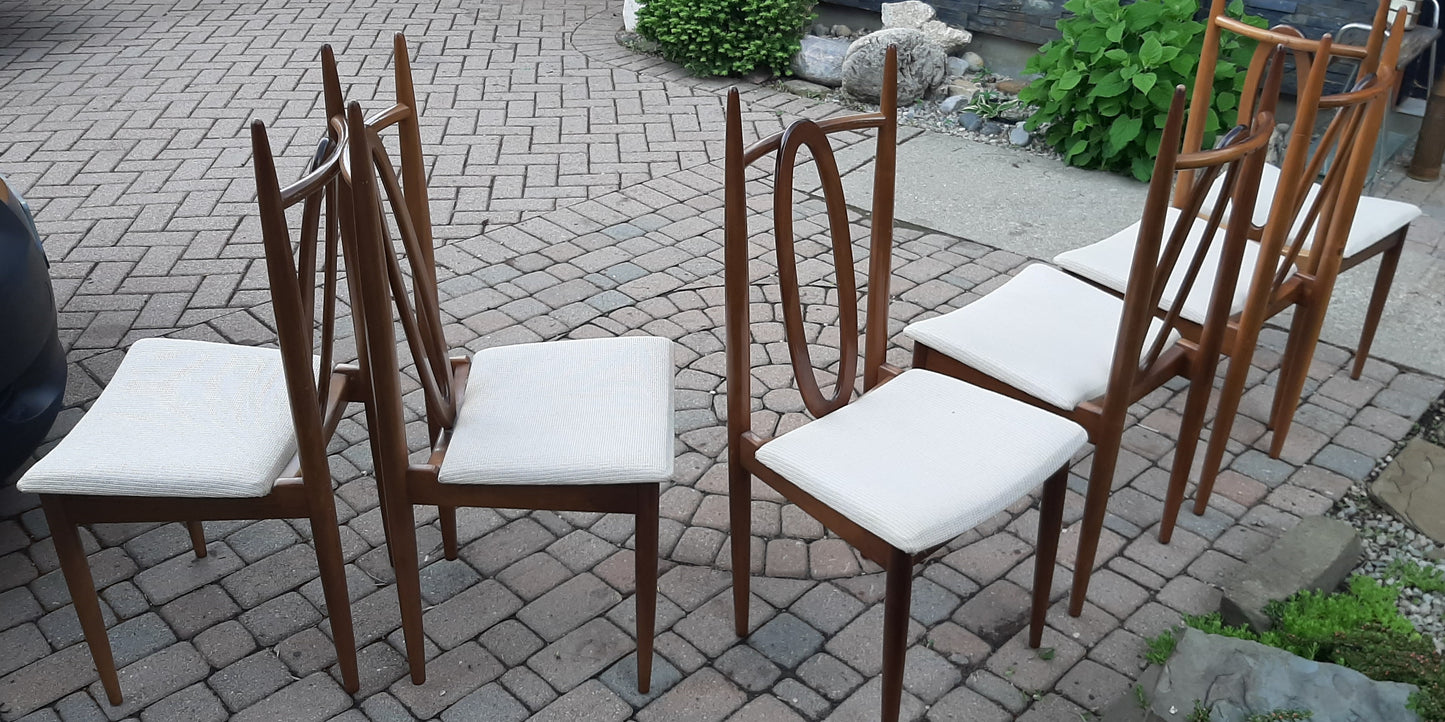 Set of 6 MCM Walnut Chairs by Honderich, RESTORED, REUPHOLSTERED (for Milosz)