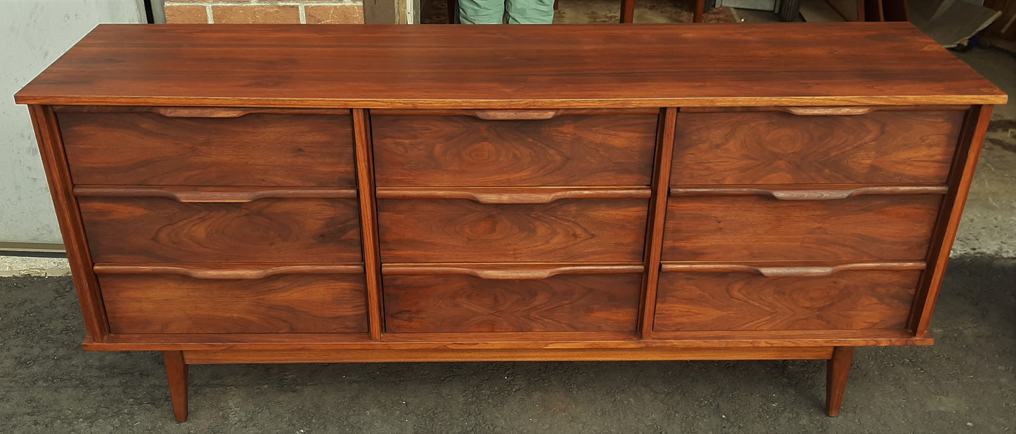 ON HOLD***REFINISHED MCM Walnut Bedroom Set of a Dresser 9 Drawers and a Tallboy, PERFECT - Mid Century Modern Toronto