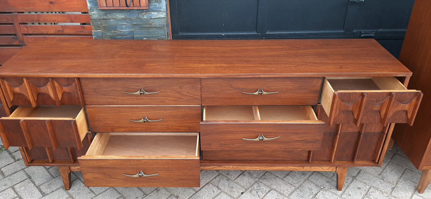 REFINISHED MCM Walnut Set of Dresser 9 drawers and Tallboy, PERFECT