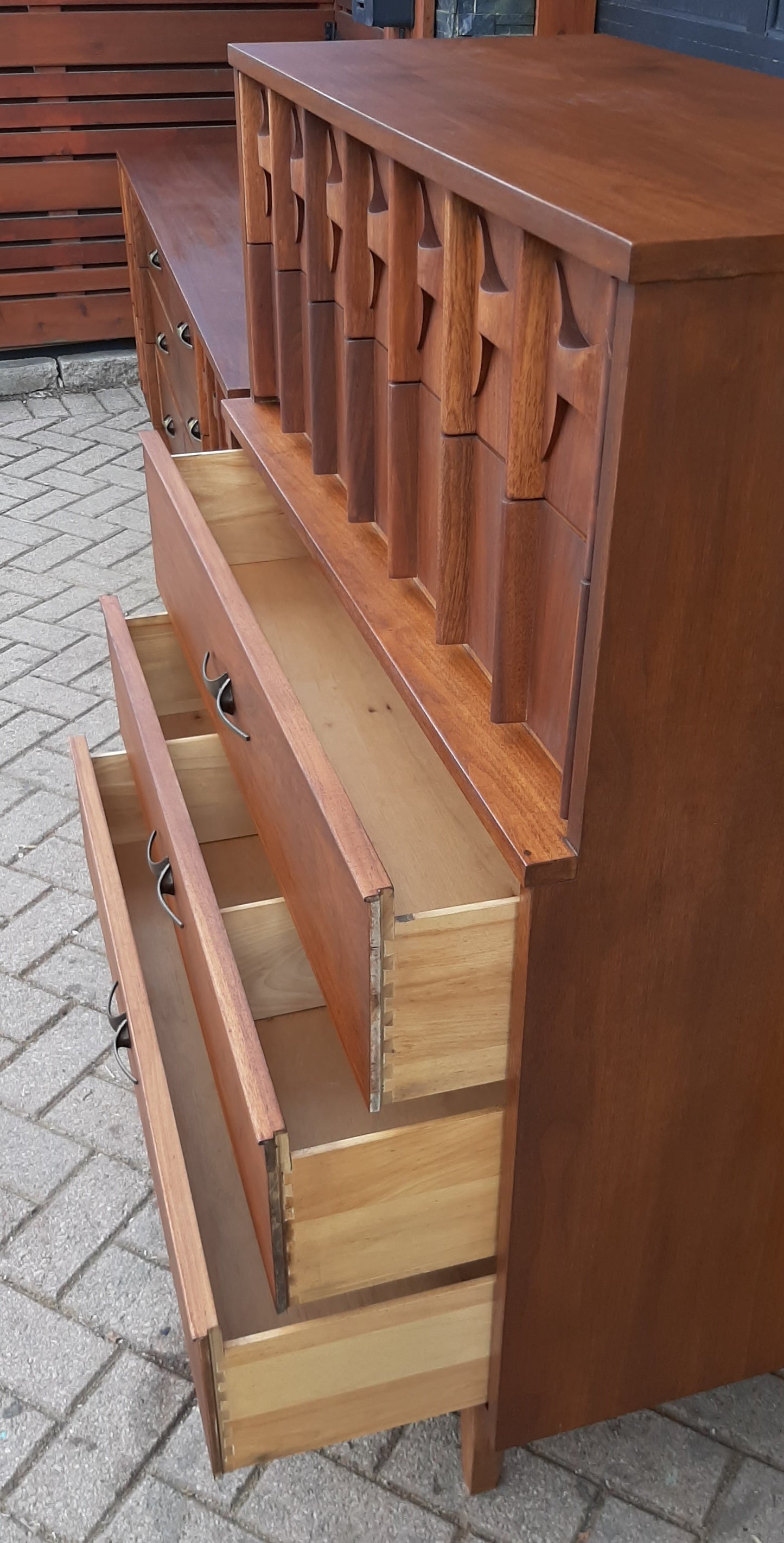 REFINISHED MCM Walnut Set of Dresser 9 drawers and Tallboy, PERFECT