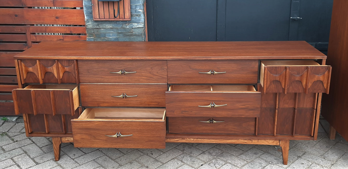 REFINISHED MCM Walnut Set of Dresser 9 drawers and Tallboy, PERFECT