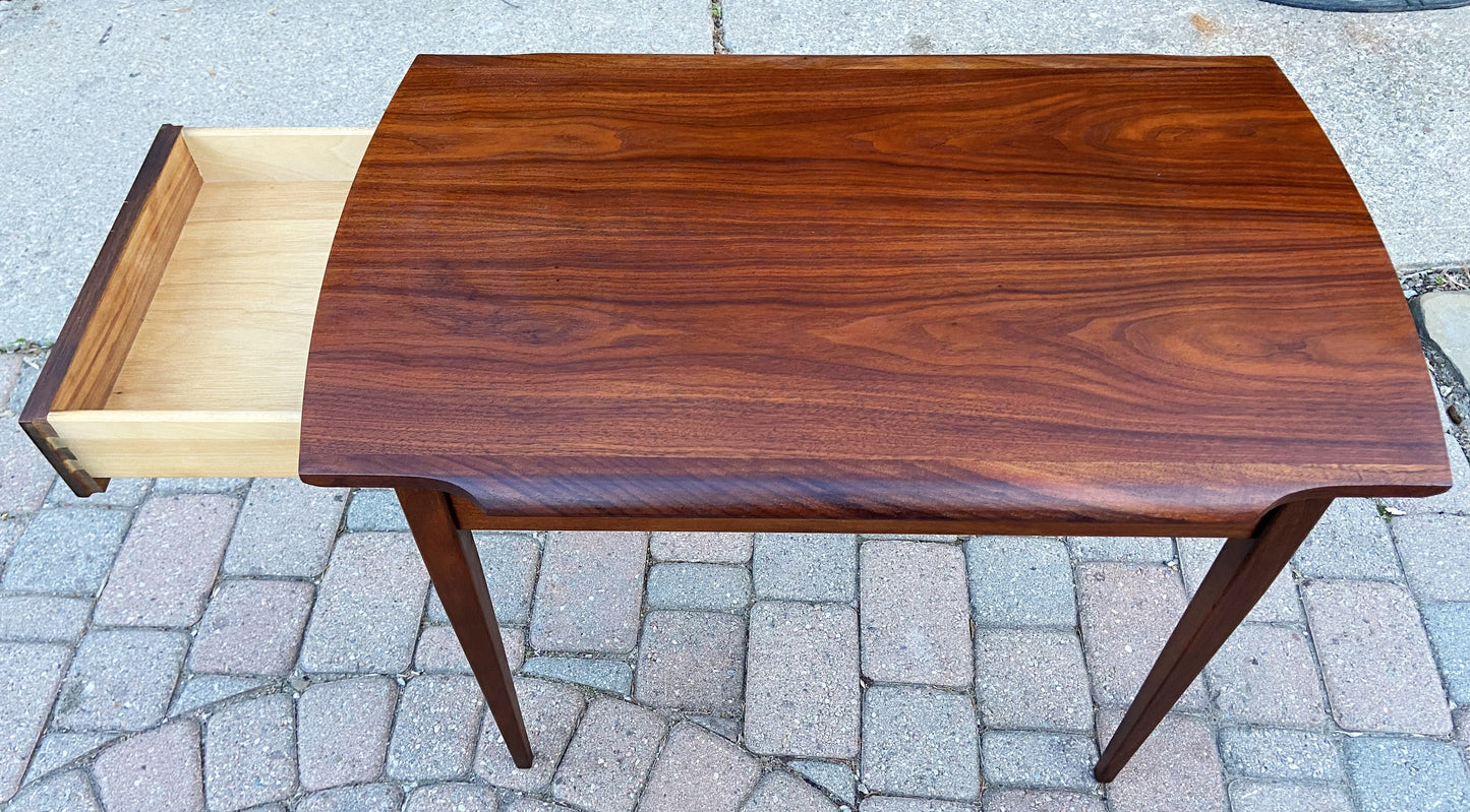 2 REFINISHED Mid Century Modern walnut end tables w drawers, Perfect
