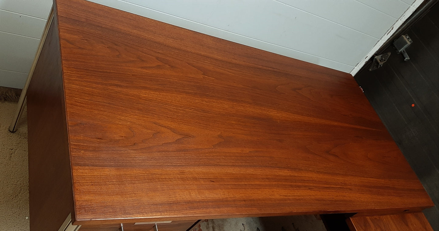 REFINISHED Iconic MCM Executive Walnut Desk L- Shaped by Jacques Guilion PERFECT - Mid Century Modern Toronto
