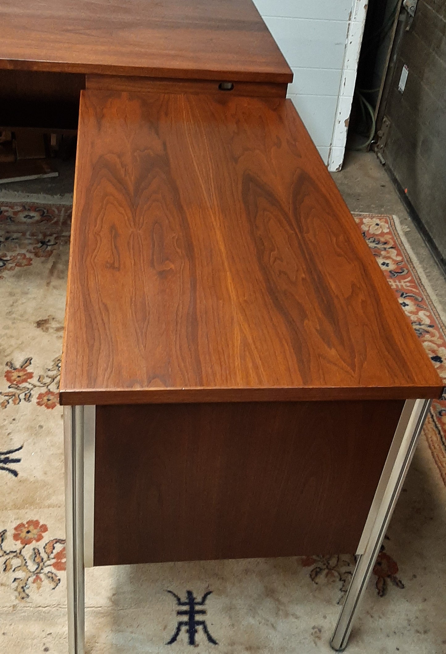 REFINISHED Iconic MCM Executive Walnut Desk L- Shaped by Jacques Guilion PERFECT - Mid Century Modern Toronto