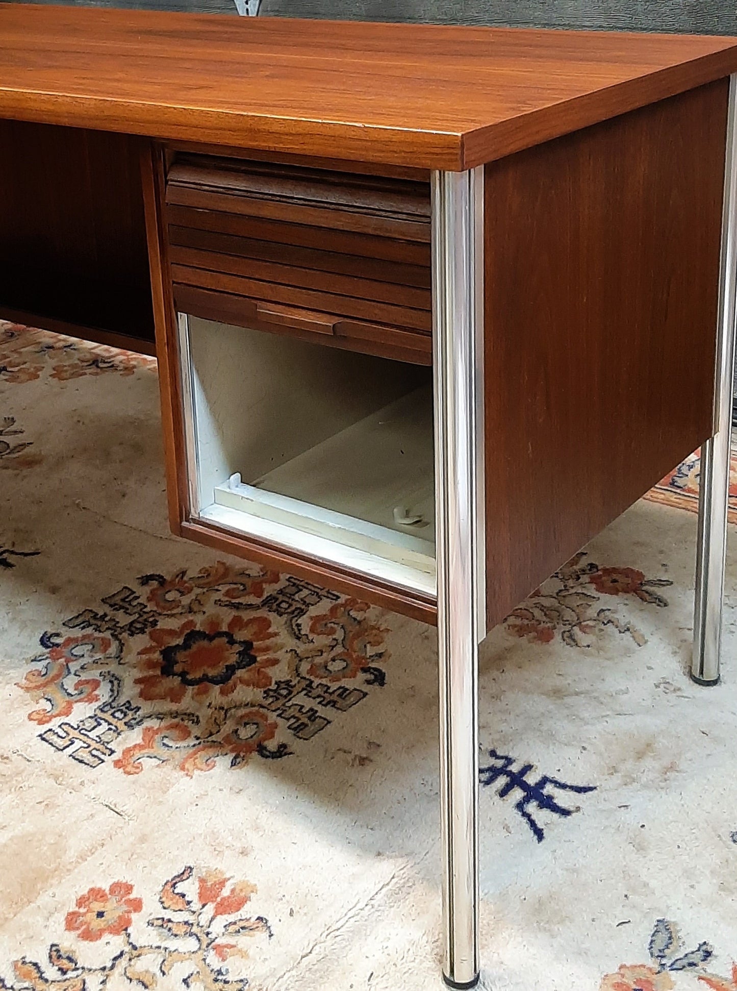 REFINISHED Iconic MCM Executive Walnut Desk L- Shaped by Jacques Guilion PERFECT - Mid Century Modern Toronto