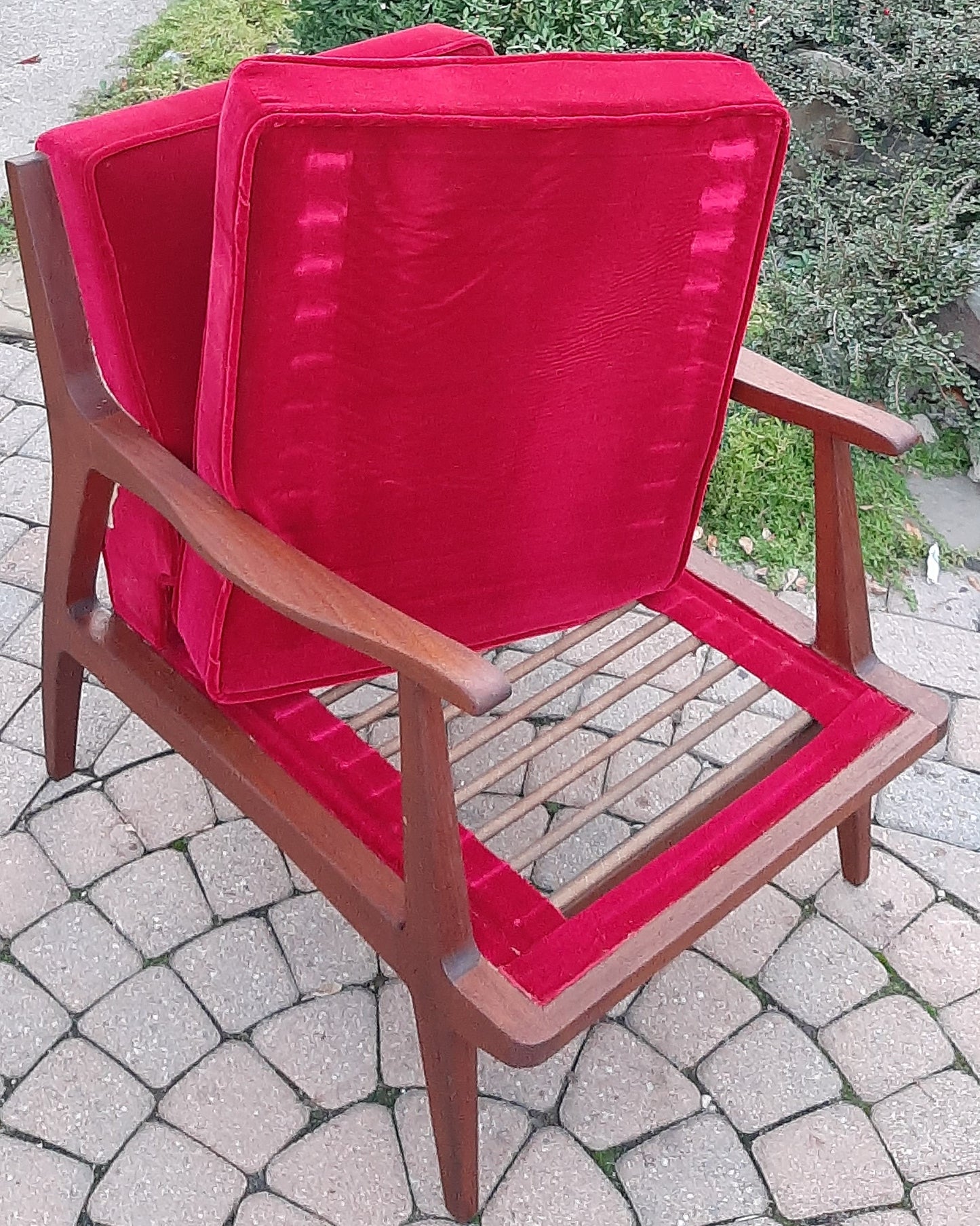 REFINISHED Mid Century Modern Walnut Lounge Chair