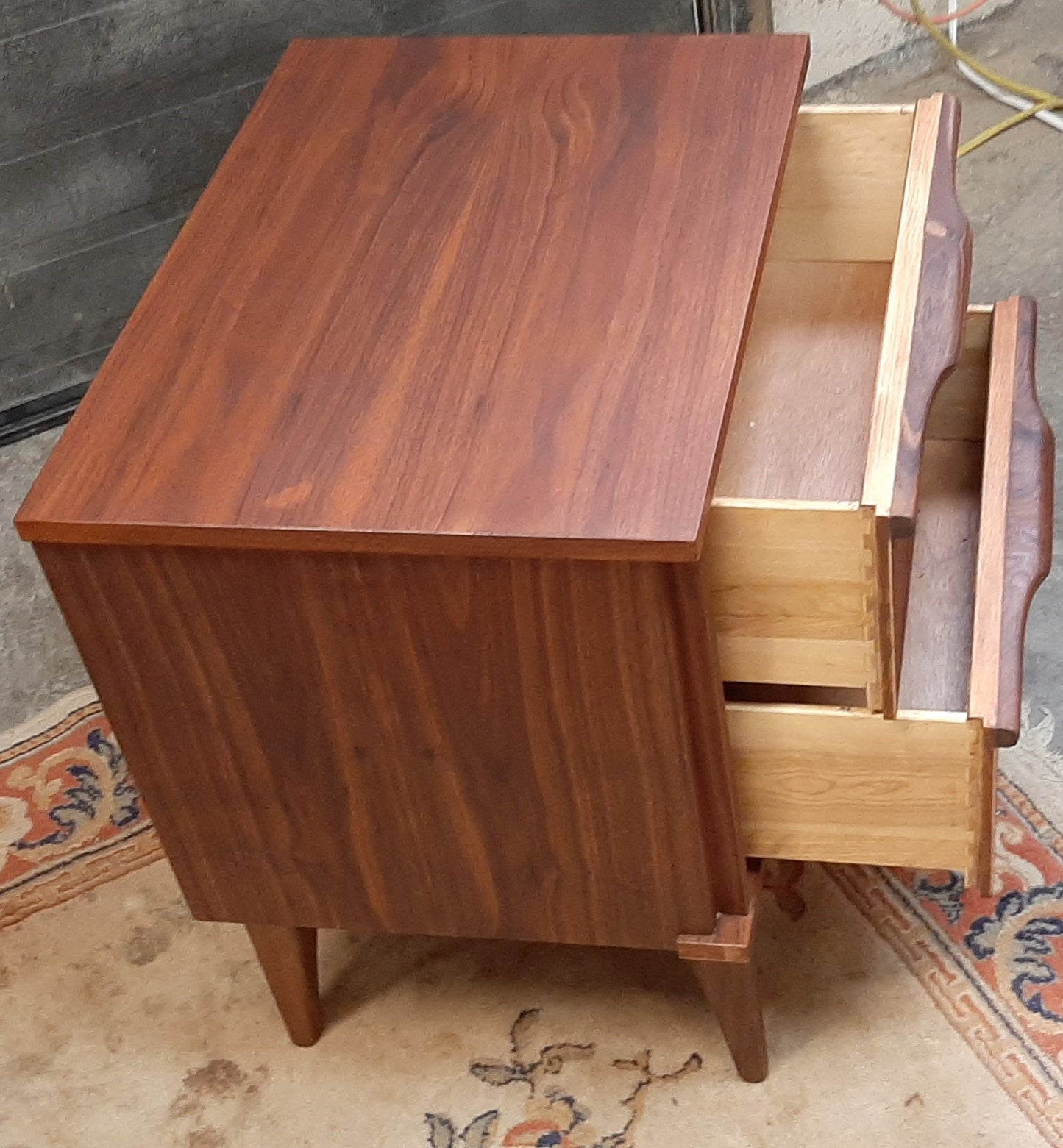 REFINISHED MCM Walnut Nightstand w 2 drawers, PERFECT, only one available - Mid Century Modern Toronto