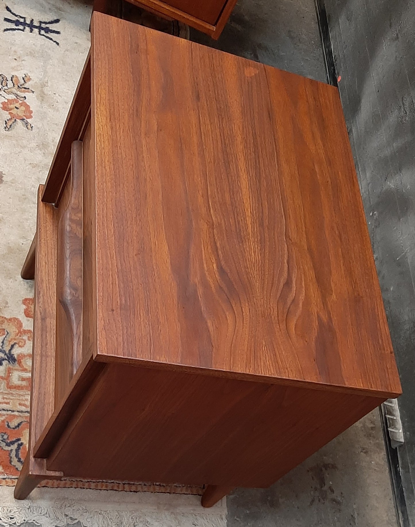 REFINISHED MCM Walnut Nightstand w 2 drawers, PERFECT, only one available - Mid Century Modern Toronto