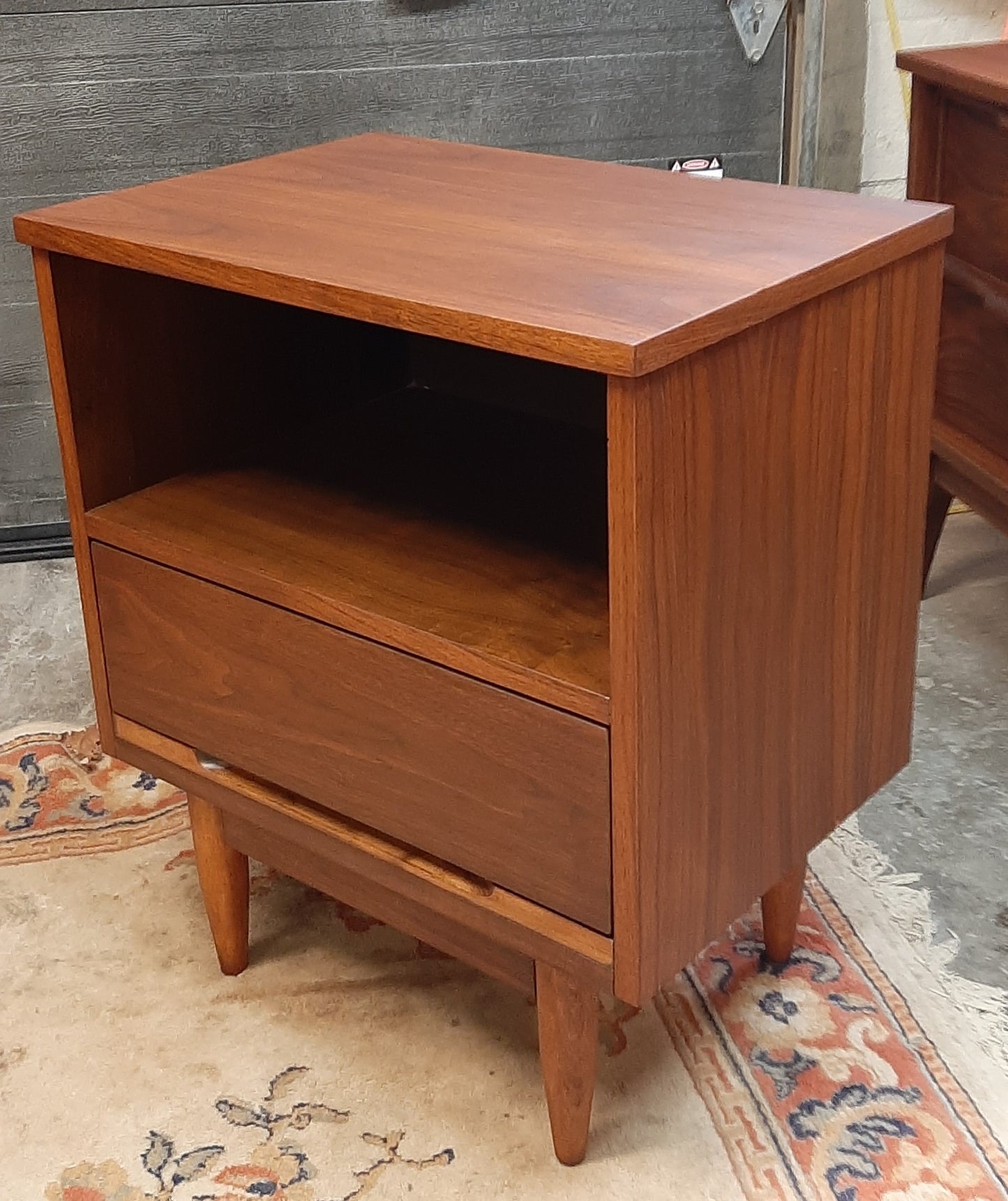 REFINISHED MCM Walnut Nightstand, PERFECT, only one available - Mid Century Modern Toronto