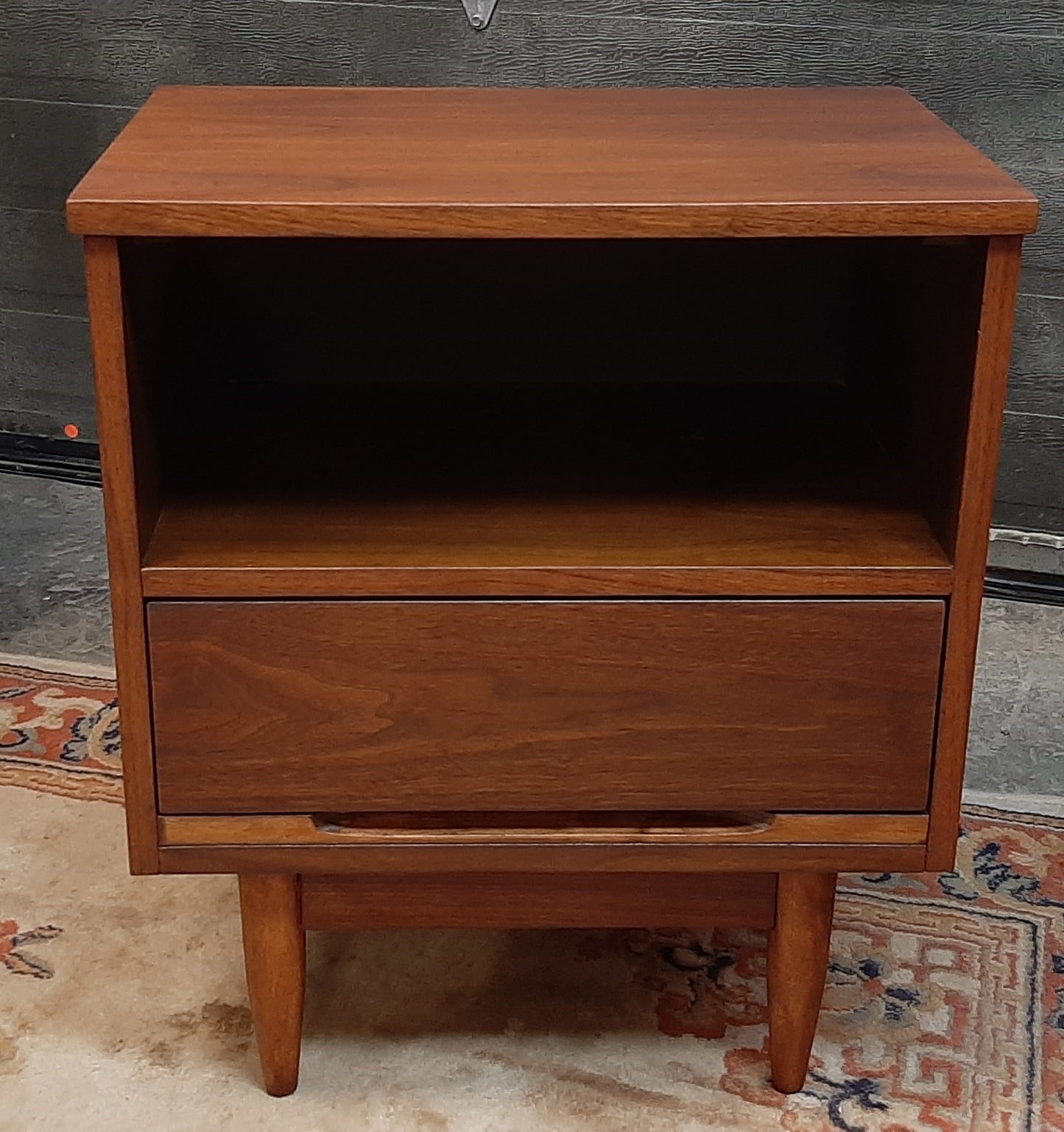REFINISHED MCM Walnut Nightstand, PERFECT, only one available - Mid Century Modern Toronto