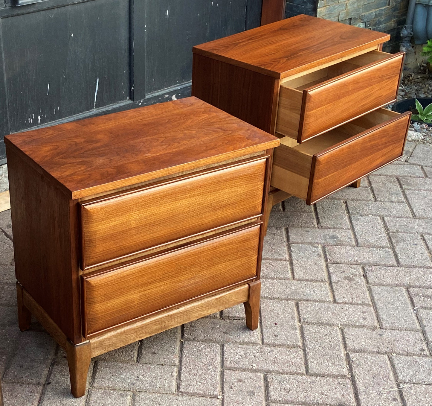 REFINISHED MCM Sculptural Walnut Dresser 6ft & 2 Nightstands, PERFECT